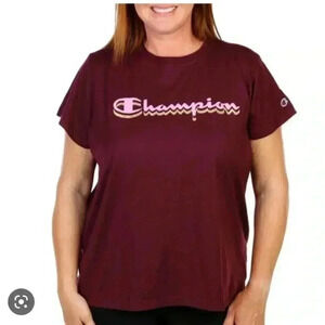 CHAMPION WOMENS BURGUNDY SGORT SLEEVE SHIRT SIZE M